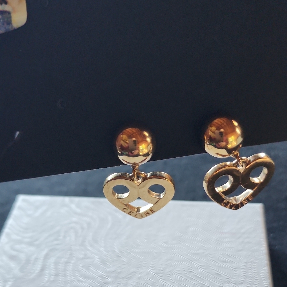 Celine Gold Heart Earrings - Picture 5 of 5